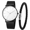 Venta al por mayor de fábrica AliExpress piel de camarón venta caliente estilo simple ultra-delgado para hombre coreano negocio malla cinturón reloj de cuarzo para pareja