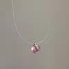 Estilo Minimalista Cristal Circonita Perla Colgante Hilo de Pescar Collar Mujer Lujo Accesible Versátil Elegante de Moda Cadena para el Cuello Cadena de Clavícula