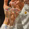 Cadena para Teléfono Móvil de Mezclilla Arcoíris Hecha a Mano hellokitty Linda Cadena con Colgante de Grano Colgante Lindo Colgante