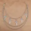Uma Corrente de Calça Pesada Cruz Prata Preta Decoração de Metal Clássica Corrente de Cintura Versátil