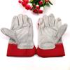 Guantes cortos de soldadura de piel de vaca de dos capas clase AB palma completa color natural media piel lona roja lona amarilla protección laboral guantes de soldador ahora