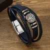 Nuevo Pulsera de Cuero con Hebilla Magnética Accesorios de Aleación Árbol de la Vida Pulsera Tejida a Mano Moda La Más Fácil de Combinar Pulsera