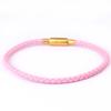 Pulseira de Cordão de Couro de Aço Inoxidável 3,0mm Fivela Resistente ao Desgaste Cordão de Couro Pendurado Fecho de Pressão Usável Ouro Duro Miçangas Cordão de Mão