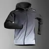 Casaco de corrida masculino primavera e verão secagem rápida esportivo corta-vento top de fitness profissional roupa de treino para corrida matinal moletom com capuz manga longa