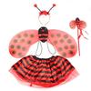 Disfraz de actuación para el Día del Niño, color amarillo y rojo, para escenario, con alas de abeja, ángel y mariquita, conjunto de cuatro piezas