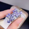 Brincos de Tanzanita Naturais com Encantador Roxo Artesanato em Prata 925! Pedra Principal 4*5mm