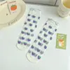 Medias de Cartulina Medias de Longitud Media para Niños Primavera y Verano Delgadas Medias con Encaje Estilo Lolita Japonés Medias de Moda con Frutas de Cristal
