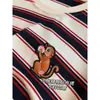 Xiao He está a punto de ser ascendido al rango de General~ Camiseta de Punto de Algodón Puro Pesado con Bloques de Color, Rayas y Logo Bordado para Mujer, Nuevo Modelo de Primavera H030409