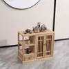 Gabinete de Madera Maciza para Té, Aparador, Gabinete de Almacenamiento, Gabinete para Hervidor de Agua, Gabinete para Hojas de Té, Gabinete de Té con Hervidor de Agua Integrado, Gabinete Lateral para Té