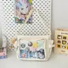 Bolsa Transparente com Emblema Bidimensional Estilo Acadêmico Japonês, Tendência, para Estudantes, Bolsa Tiracolo Grande Capacidade para Meninas que Vão à Aula