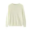 2025 Nuevo Otoño e Invierno Lana Pura Sin Costuras Tejido de Punto Una Línea para Mujer Cuello Redondo Color Sólido Suéter Holgado Elegante Camiseta Base