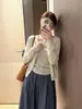 Cárdigan de Punto Negro de Cuello Redondo Estilo Coreano Old Money para Mujer Ropa de Principios de Otoño Suéter Chaqueta Ceñida Prendas de Abrigo