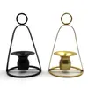 Portavelas de Hierro Forjado Portátil Estilo Europeo Simple para Mesa de Comedor, Sala de Estar, Uso Doméstico, Decoración de Portavelas Romántico para Bodas