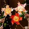 Linterna Luminosa de Conejo Portátil para el Festival de Medio Otoño Material DIY Hecho a Mano para Niños Molinillo de Viento Giratorio Linterna Pequeña de Dibujos Animados Linterna