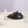 Cinturón Fino Casual de Cuero de Vaca Retro para Jeans para Mujer Estilo Coreano Hebilla Plateada Simple de Gama Alta