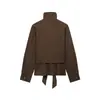 Comercio Exterior Ropa de Mujer 2026 Estilo Europeo y Americano Moda Casual Doble Botonadura Botones Cinturón Cuello Alto Gabardina Chaqueta Mujer A37414