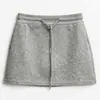 Shorts esportivos cinza anti-exposição para mulheres, nova saia casual de cintura alta em A para o verão, saia curta que abraça o quadril