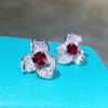Cao Shi Aretes Transfronterizos Europeos y Americanos de TikTok Live Lujo Ligero Micro-incrustación Otoño e Invierno Nuevos Aretes de Botón Pétalo de Flor Aretes para Mujer