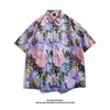Camisa Floral Estilo Tailandês Praia de Bangkok, Manga Curta, Roupa Unissex para Casal, Camisa Solta Retro Cool de Secagem Rápida para o Festival Songkran