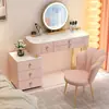 Tocador de Madera Maciza Dormitorio Moderno Simple Tocador de Pizarra Gabinete de Almacenamiento Espejo de Maquillaje Integrado Belleza y Elegante