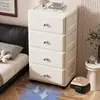 Gabinete de almacenamiento con cajones engrosado estilo crema, gran capacidad, multicapa, con ruedas, para almacenamiento de ropa de mesita de noche en el dormitorio, gabinete de cinco cajones