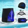 Conjunto de Bermuda e Touca para Natação Adulto, Moderno Tamanho Grande Caimento Solto, Bermuda de Natação Chama de Fonte Termal, Óculos de Natação, Equipamento de Natação Atacado