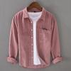 Camisa de pana de manga larga estilo japonés para hombre, primavera y otoño, camisa de pana de color puro, chaqueta informal para hombre, moda