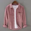 Camisa de pana de manga larga estilo japonés para hombre, primavera y otoño, color liso, camisa de pana, tops casuales para hombre, abrigo, tendencia