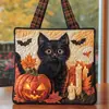 Bolso Tote Acolchado de Halloween con Estampado Digital Nuevo 2026 para Viajes Diarios y Uso Casual, Bolso de Algodón para Tiendas Independientes Transfronterizas