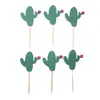 Topo de Bolo Cacto Tema Havaiano Festa Festa Confeitaria Decoração de Bolo Suprimentos 6 Peças/Pacote