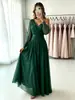 Vestido longo de chiffon com decote em V, 850W, modelo novo transfronteiriço europeu e americano, acinturado, mangas compridas, para banquetes, festas, madrinhas e eventos noturnos