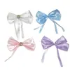 Fita longa de cetim brilhante acessório de laço com strass clip de cabelo DIY elástico de cabelo decoração de caixa de presente para roupas infantis produto semiacabado