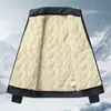 Conjunto de inverno masculino de três peças, atacado para vendas transfronteiriças: roupa de frio, jaqueta com gola alta, colete de pele de carneiro e roupa de frio tratada por ultrassom para homens