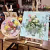 Kit de Materiales DIY para Arreglo Floral al Óleo Estilo Francés, Pintura de Textura Tridimensional, Pintura Decorativa con Flores Preservadas, Set de Arte Floral Hecho a Mano para Team Building