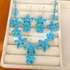 Colar com gancho de orelha de flor cravejado de zircônia, corrente de clavícula de luxo leve de nicho de alta qualidade, conjunto de joias de moda elegante, conjunto de duas peças