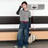 Camiseta de Manga Larga Falsa de Dos Piezas para Niñas Conjunto de Otoño 2026 Nuevo Sudaderas de Moda Infantil de Otoño Conjunto Suelto de Dos Piezas