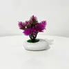 Micro-paisaje Simulación Planta Verde Planta en Maceta Estilo Nuevo Maceta Plana de Piedra Flor Artificial Adorno Decoración Sala de Estar del Hogar Bonsái Artificial