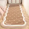 Alfombra de cabecera estilo crema para dormitorio, alfombra de suelo larga con forma especial de imitación cachemir, para habitación de niñas, fácil de cuidar, resistente al desgaste