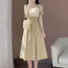 Nuevo vestido de verano para mujer, diseño francés, nicho, suave, largo, elegante, adelgazante, ropa para mujer
