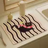 Alfombrilla de escritorio para cachorros con borde de color dopamina, alfombrilla impermeable de tierra de diatomeas de secado rápido, alfombrilla para escurrir platos en encimera de cocina