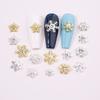 Arte de Uñas Navideño de Invierno Decoraciones de Copos de Nieve Aleación de Oro y Plata Pedrería para Uñas Accesorios de Uñas Portátiles Decoración de Uñas