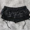 Estilo Japonés y Coreano Verano Nuevo Encaje Hoja de Loto Color Sólido para Mujer Floral Lazo Banda Elástica Pastel Falda Floral Shorts