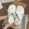 Lindas Pantufas Estilo Fada Verão Feminino Uso Externo 2025 Novo Sola Grossa Aumentada Antiderrapante Saia Sandálias de Praia