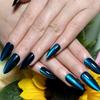 24 Peças de Unhas Postiças Olho de Gato Camaleão Brilhantes em Gradiente Azul Estilo Igual ao da Ins Produtos Mais Vendidos Europeus e Americanos
