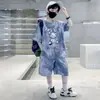 Traje Deportivo de Verano para Niños 2024 Nuevo Ropa de Verano para Niños Talla Mediana y Grande Celebridad de Internet Niños Manga Corta Fresco y Moderno
