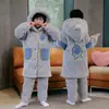 Conjunto de pijama infantil inverno meninos fleece de coral espessado quente acolchoado de três camadas Roupa de casa masculina de comprimento médio