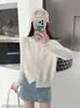 Suéter Cárdigan de Punto Trenzado de Moda con Cuello Redondo de Terciopelo Andy, Reductor de Edad, Versátil, con Parches de Encaje, Chaqueta Casual para Mujer