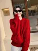 Atuendo de Año Nuevo: suéter tejido rojo para mujer, nueva colección otoño/invierno 2026, estilo coreano, top casual y elegante