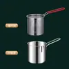 Sartén de Acero Inoxidable 304 Olla Pequeña para Freír Brochetas Casera con Filtro Cocina de Inducción Olla Profunda Ahorradora de Aceite Olla Multifuncional para Sopa