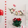 Comercio Exterior Corazón en la Rama, Tres Pájaros Lindos, Pegatinas de Pared para Decoración de Dormitorio y Hogar, Pegatinas, Venta al por Mayor Autoadhesivo Transfronterizo